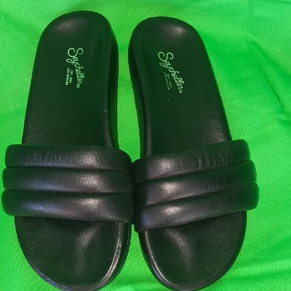 Seychelles Black Padded Dual-Band Slide Sandals - Picture 6 of 6